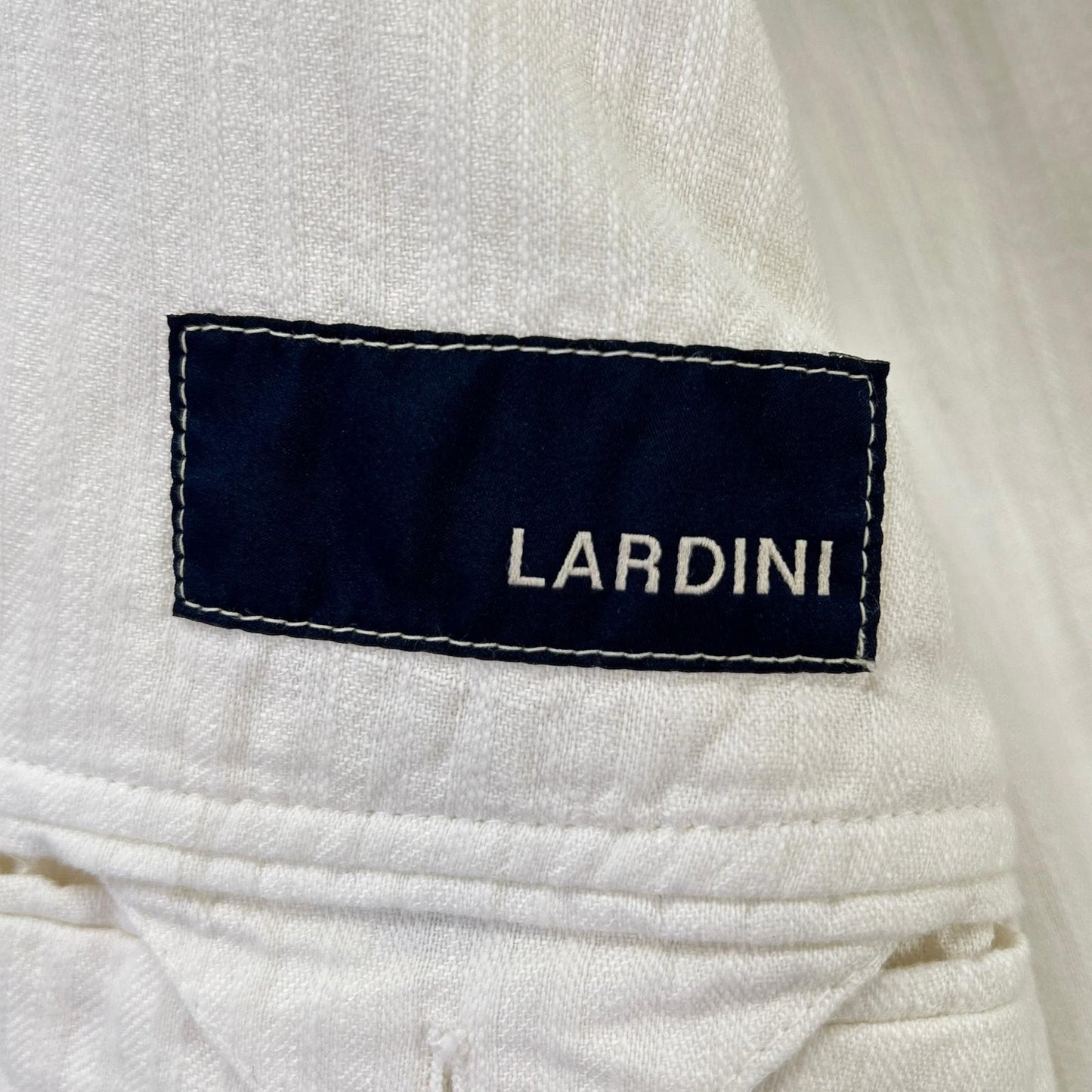 LARDINI White Cotton Shadow Stripe Lapel Jacket Size 48