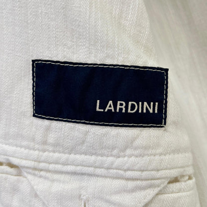 LARDINI White Cotton Shadow Stripe Lapel Jacket Size 48