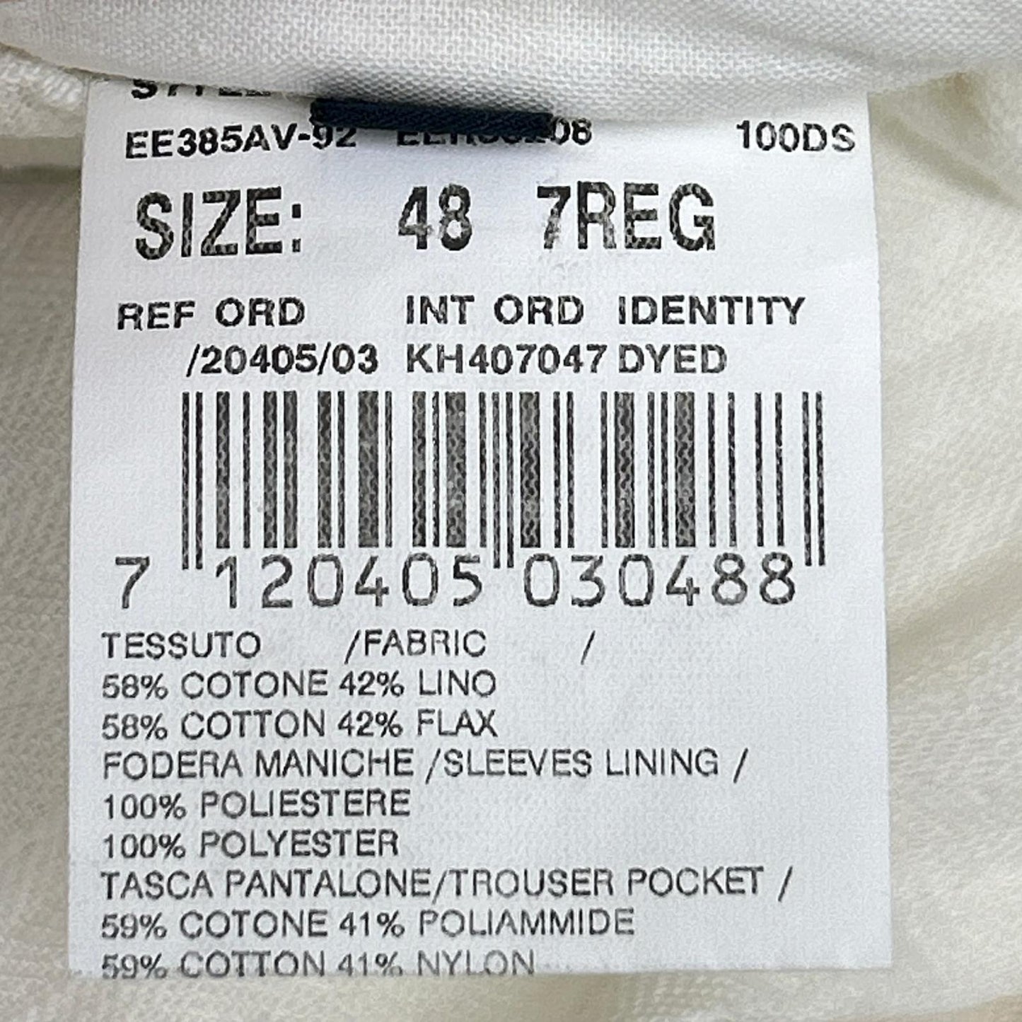 LARDINI White Cotton Shadow Stripe Lapel Jacket Size 48