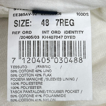 LARDINI White Cotton Shadow Stripe Lapel Jacket Size 48