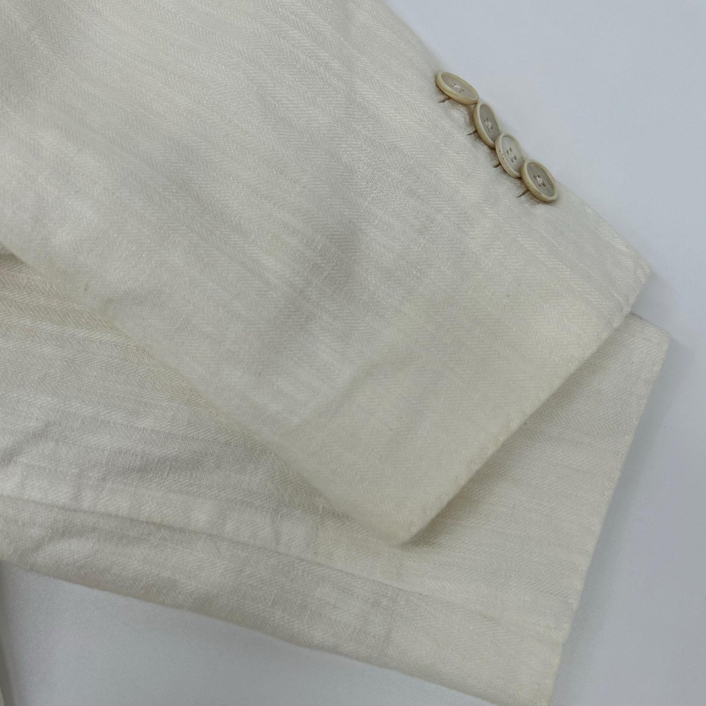 LARDINI White Cotton Shadow Stripe Lapel Jacket Size 48