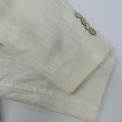 LARDINI White Cotton Shadow Stripe Lapel Jacket Size 48