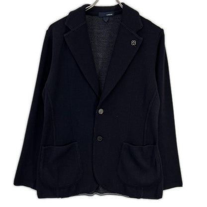 LARDINI Black Wool Boutonniere Milano Knit Jacket Size XS