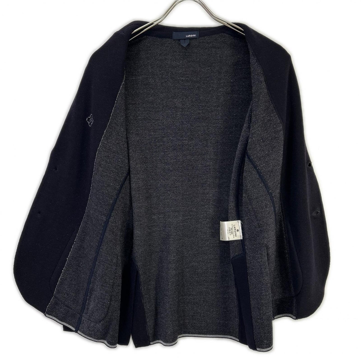 LARDINI Black Wool Boutonniere Milano Knit Jacket Size XS