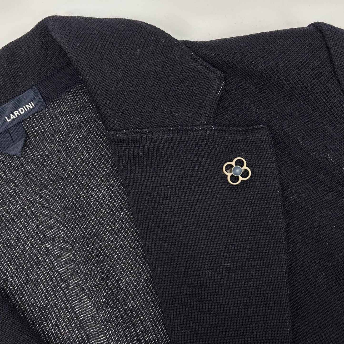 LARDINI Black Wool Boutonniere Milano Knit Jacket Size XS