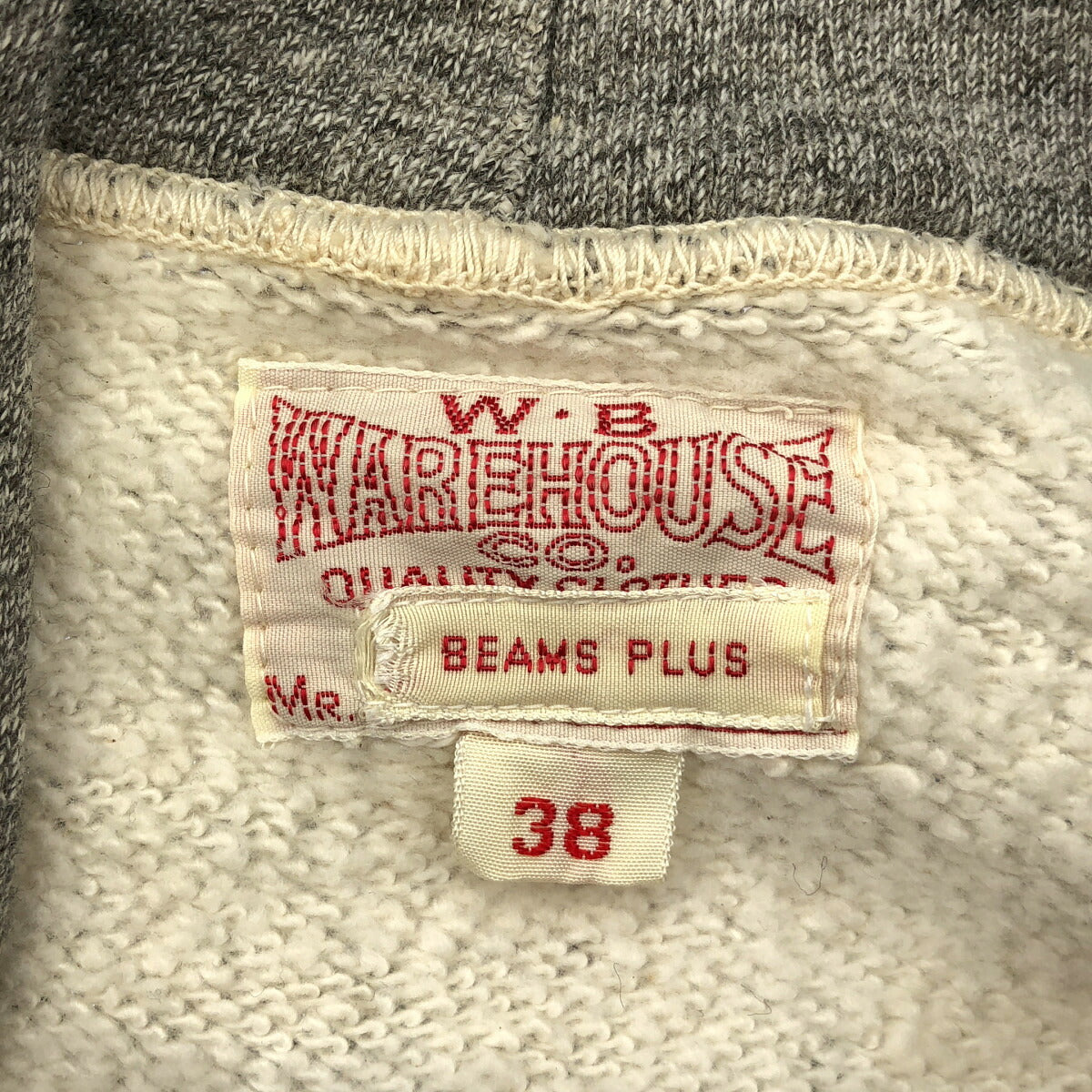 WAREHOUSE x BEAMS PLUS Gray Cotton Hoodie Size 38