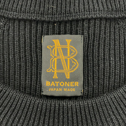 BATONER Black Hard Twist Wool Crew Neck Sweater Size 1
