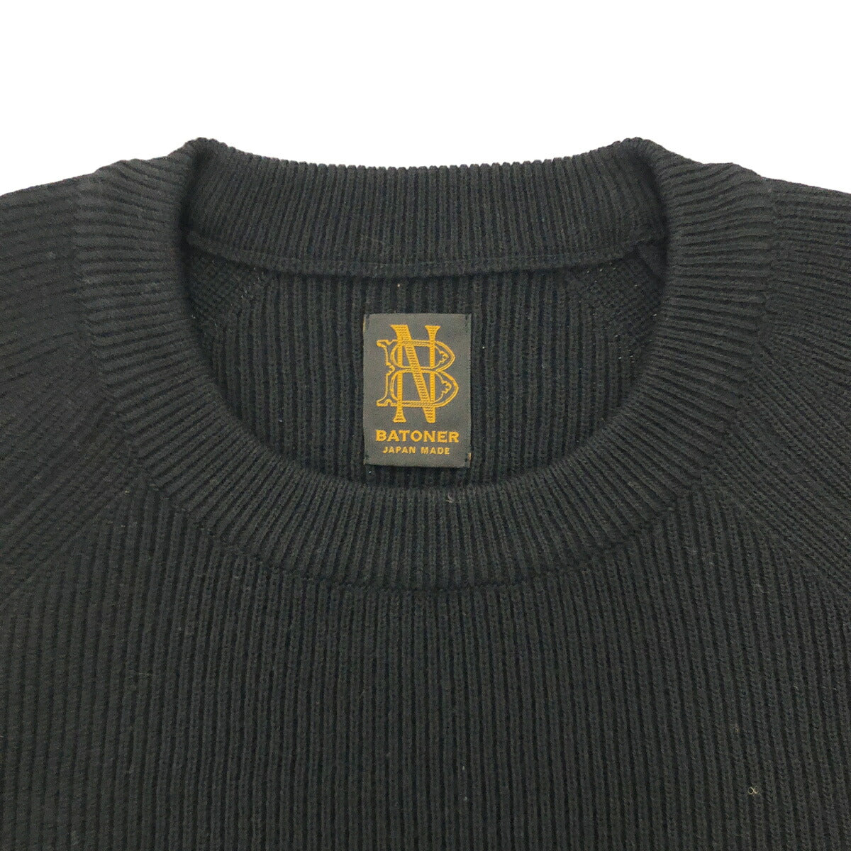 BATONER Black Hard Twist Wool Crew Neck Sweater Size 1