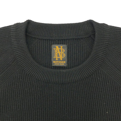 BATONER Black Hard Twist Wool Crew Neck Sweater Size 1