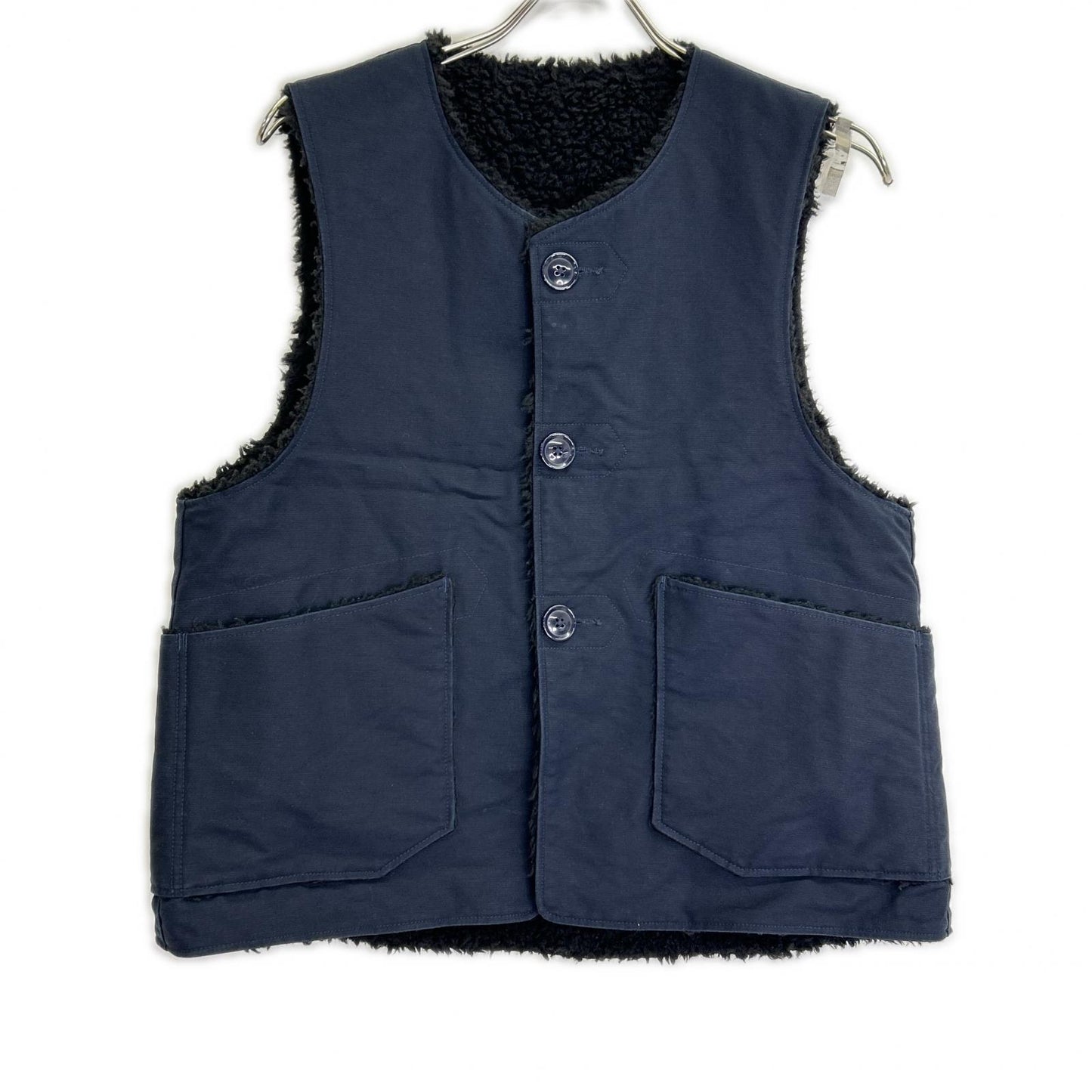 Engineered Garments Navy Cotton Boa Over Vest Size S