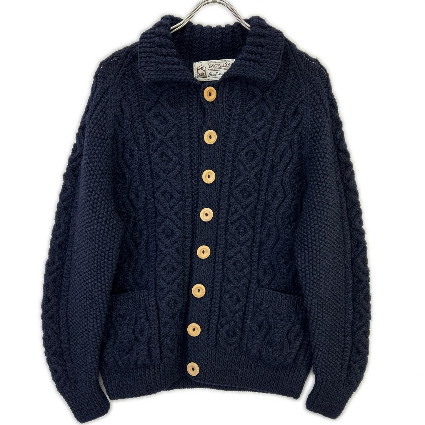 Inverallan Navy Wool Lumber Cardigan Made in Scotland