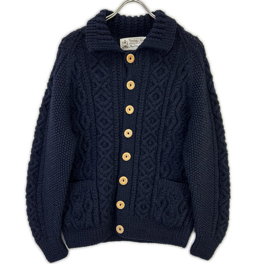 Inverallan Navy Wool Lumber Cardigan Made in Scotland