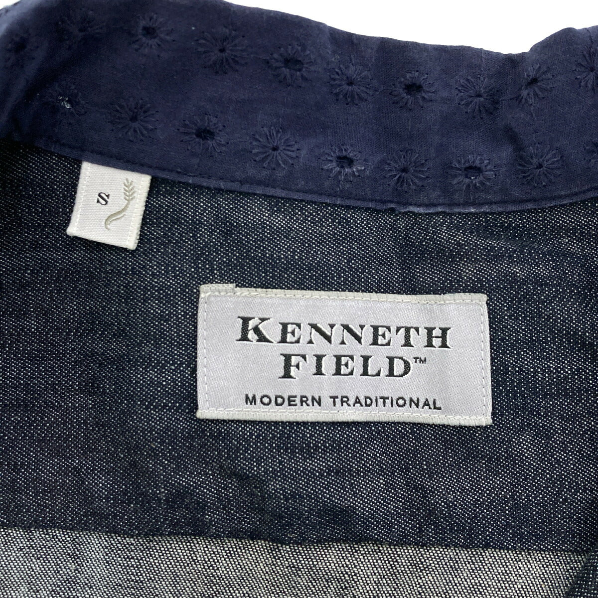 KENNETH FIELD Charcoal Cotton Chambray Collar Shirt Size S