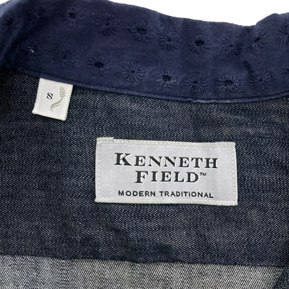 KENNETH FIELD Charcoal Cotton Chambray Collar Shirt Size S