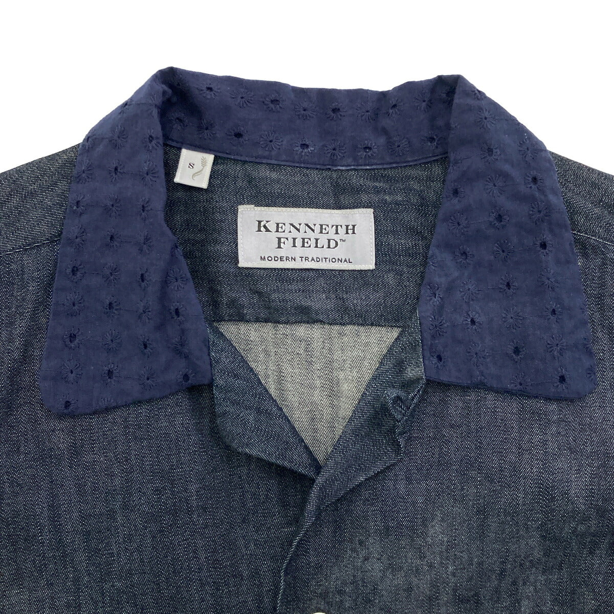 KENNETH FIELD Charcoal Cotton Chambray Collar Shirt Size S