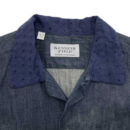 KENNETH FIELD Charcoal Cotton Chambray Collar Shirt Size S