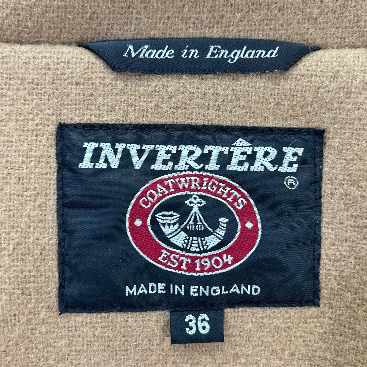 INVERTERE Joshua Ellis Wool Herringbone Coat Camel Size 36
