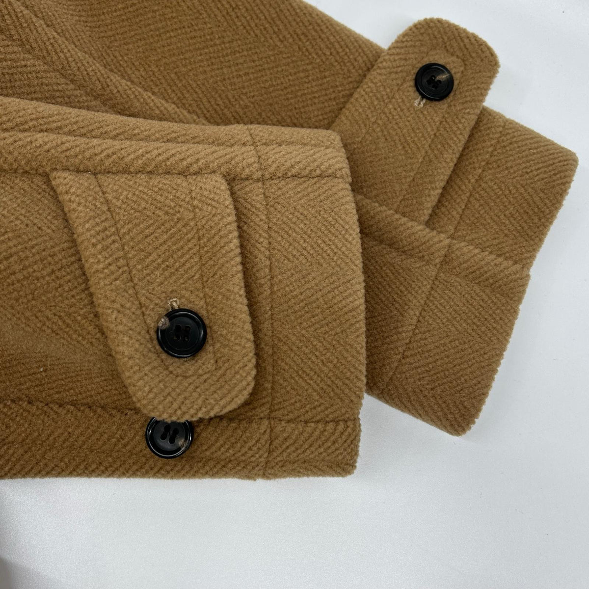 INVERTERE Joshua Ellis Wool Herringbone Coat Camel Size 36