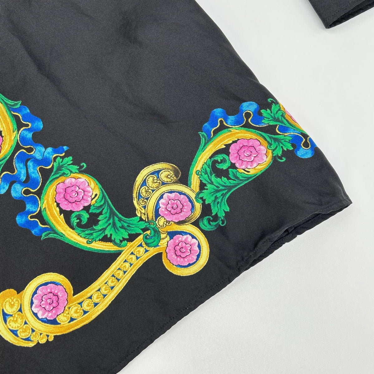 GIANNI VERSACE Silk Floral Print Long Shirt Black Size 39
