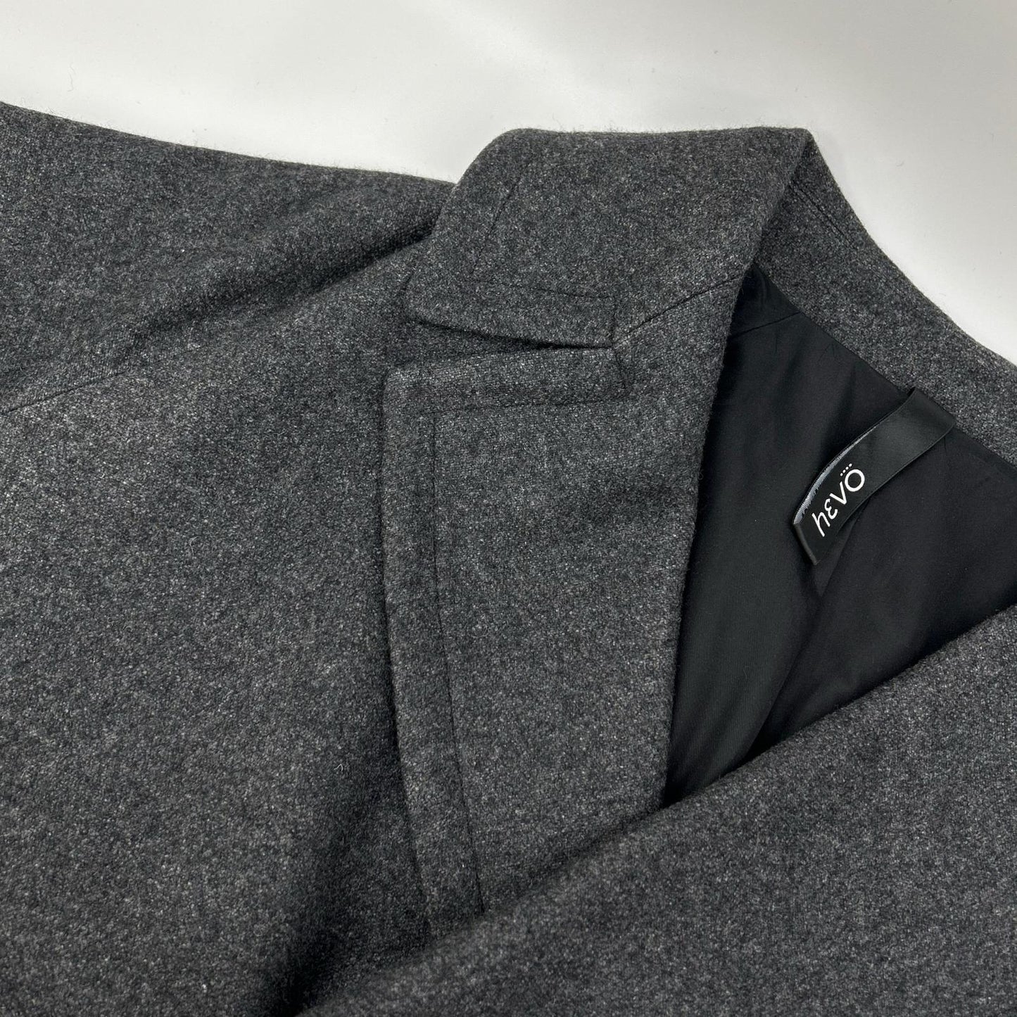 hevo Charcoal Double-Breasted Belted Wool Coat Size 48