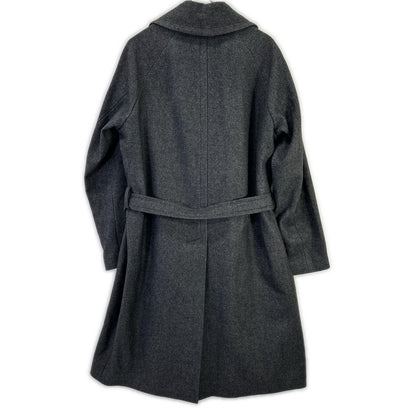 hevo Charcoal Double-Breasted Belted Wool Coat Size 48