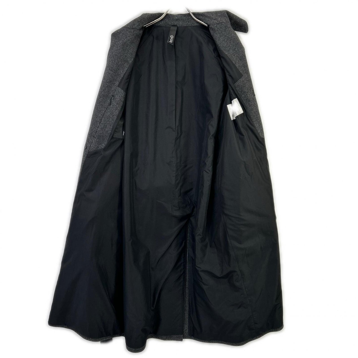 hevo Charcoal Double-Breasted Belted Wool Coat Size 48