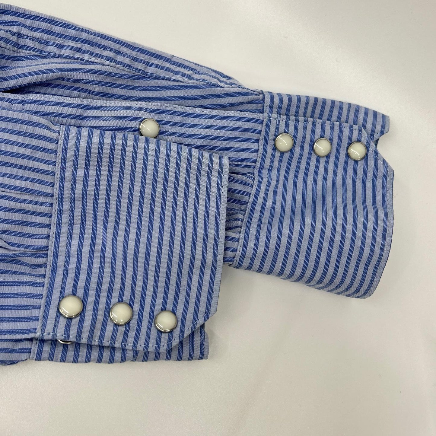 VISVIM Light Blue Striped Zip Pocket Western Shirt Size L