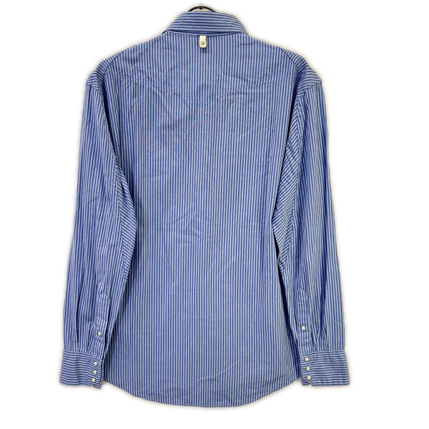 VISVIM Light Blue Striped Zip Pocket Western Shirt Size L