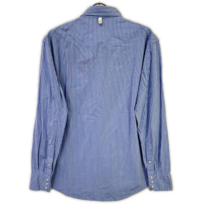 VISVIM Light Blue Striped Zip Pocket Western Shirt Size L