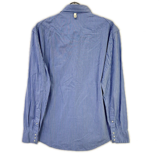 VISVIM Light Blue Striped Zip Pocket Western Shirt Size L
