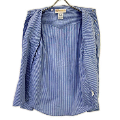VISVIM Light Blue Striped Zip Pocket Western Shirt Size L