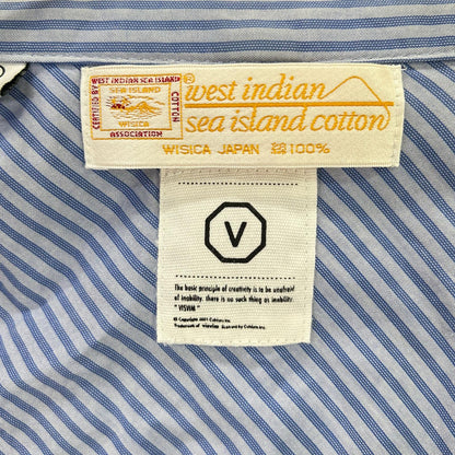 VISVIM Light Blue Striped Zip Pocket Western Shirt Size L
