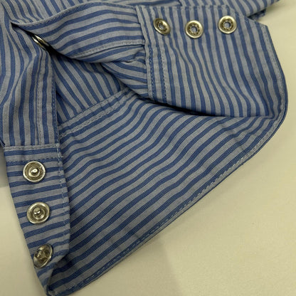 VISVIM Light Blue Striped Zip Pocket Western Shirt Size L
