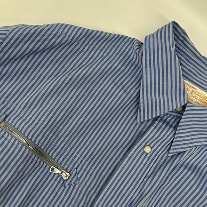 VISVIM Light Blue Striped Zip Pocket Western Shirt Size L