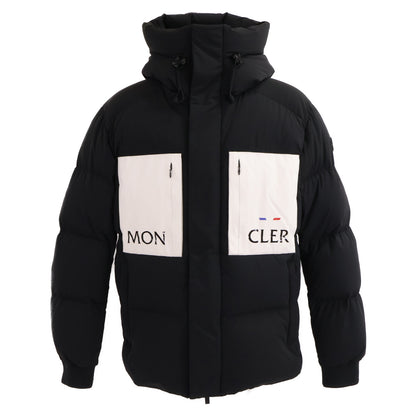 MONCLER AMBOISE Front Logo Hooded Nylon Jacket Black Size 3