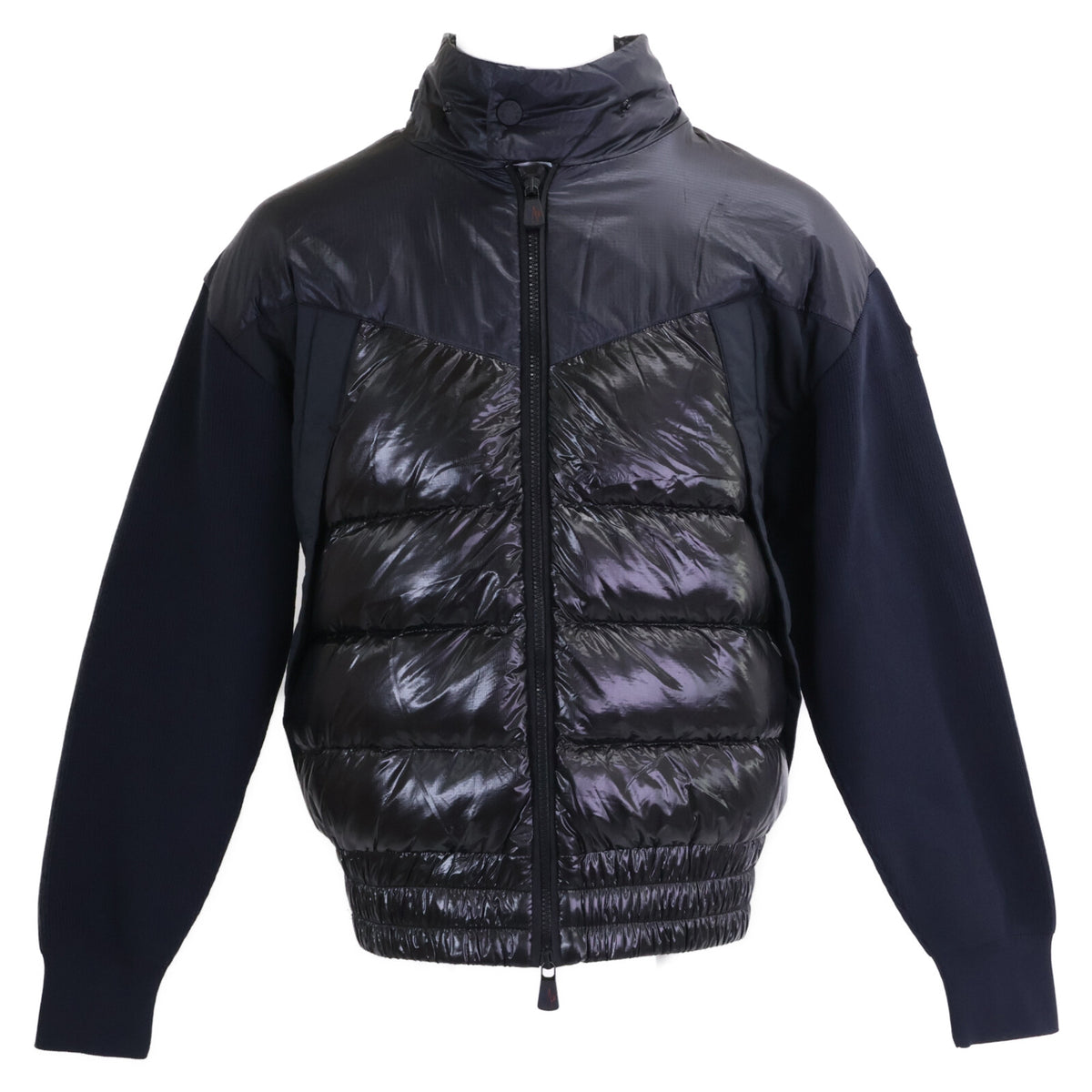 MONCLER GRENOBLE Nylon/Knit Hybrid Jacket Black/Navy Size M