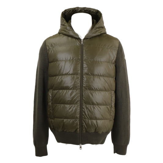 MONCLER CARDIGAN TRICOT Knit/Down Hooded Jacket Khaki Size L