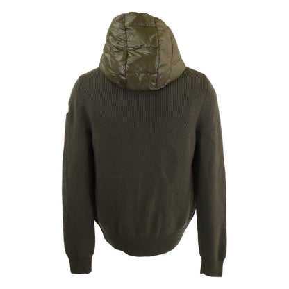 MONCLER CARDIGAN TRICOT Knit/Down Hooded Jacket Khaki Size L
