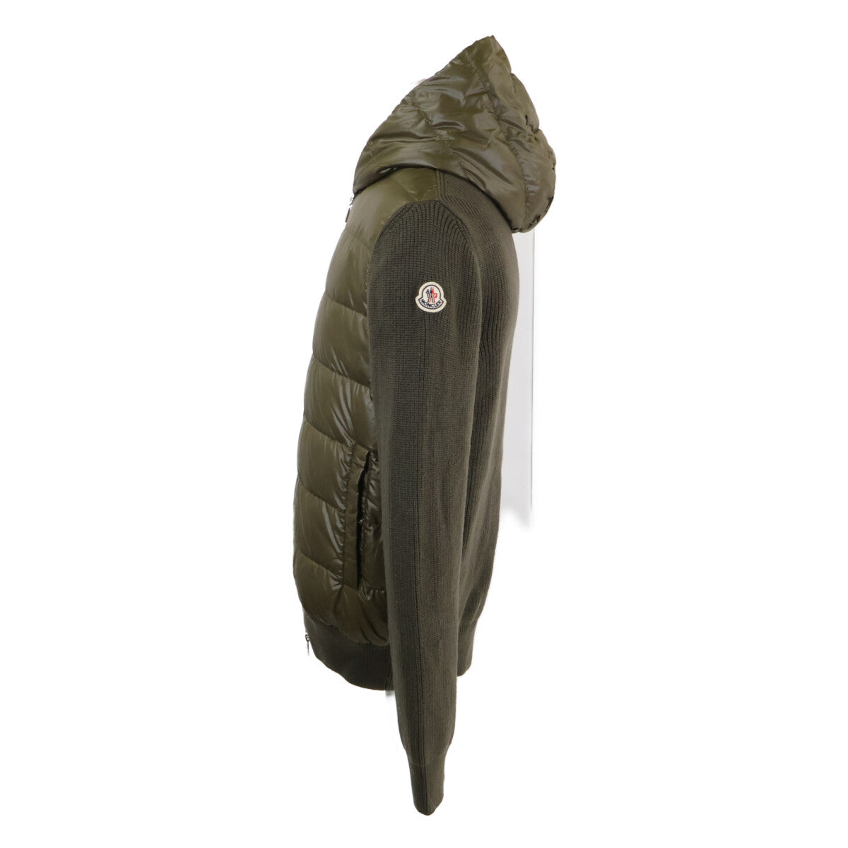 MONCLER CARDIGAN TRICOT Knit/Down Hooded Jacket Khaki Size L