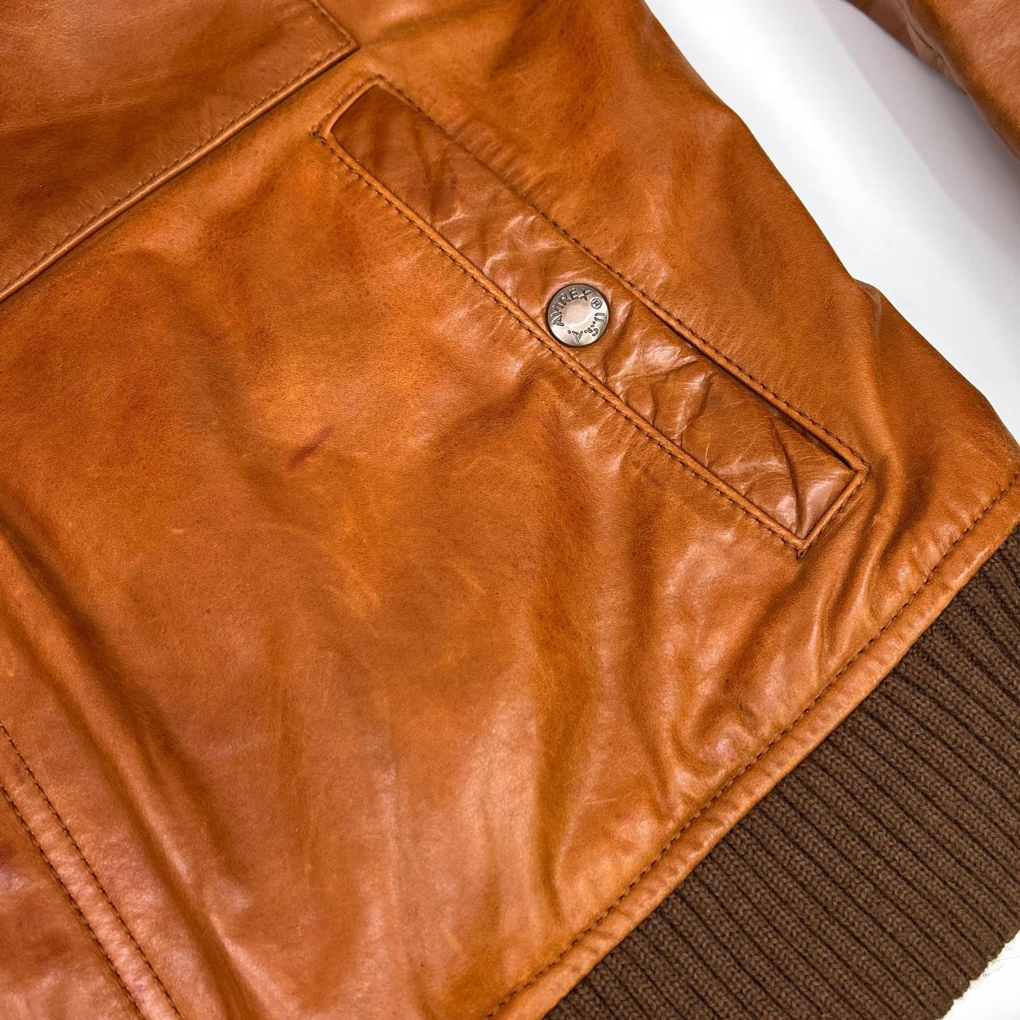 AVIREX Brown Horsehide Leather Jacket Size M