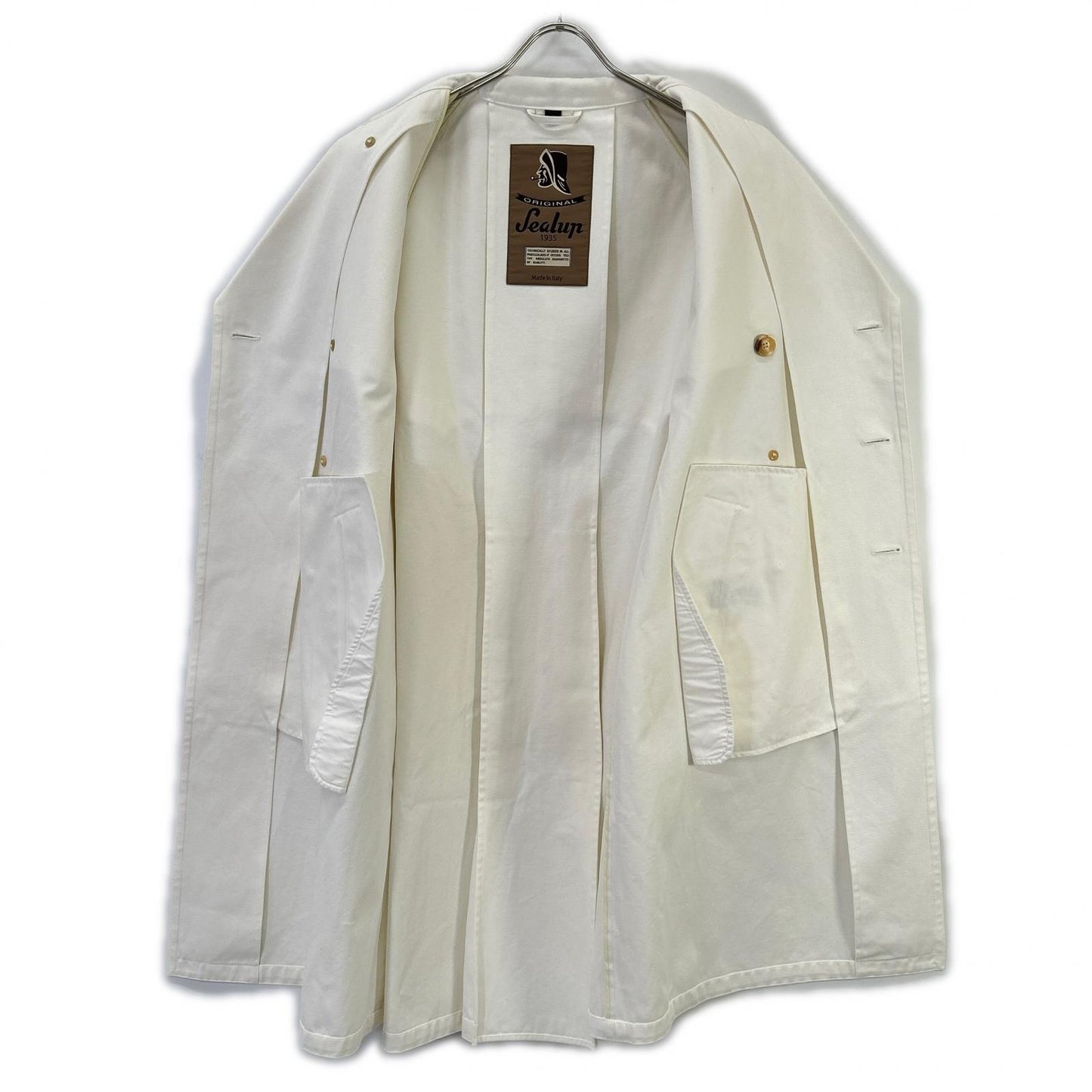 Sealup 11414/96191 White Cotton Trench Coat Size 46