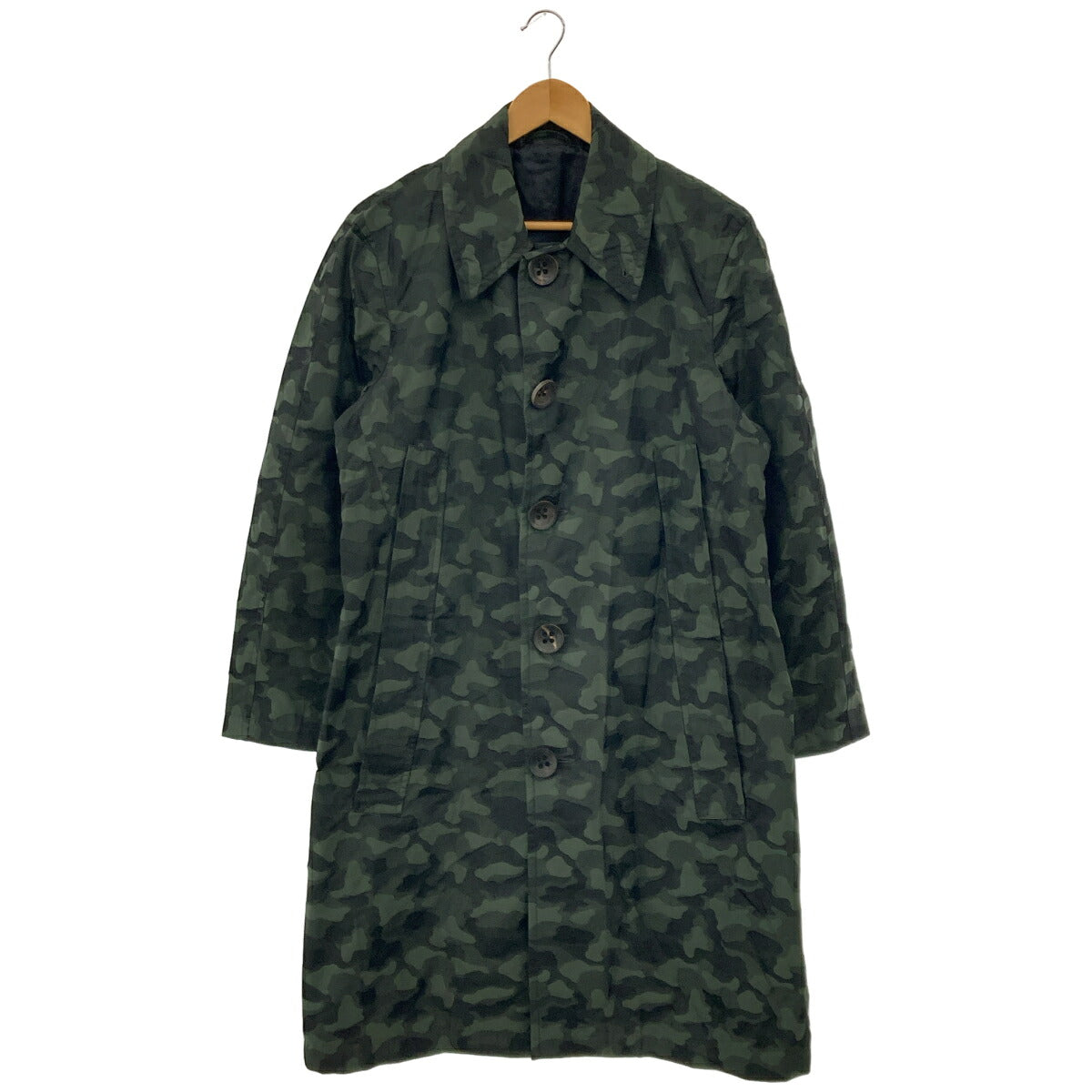 Gabriele Pasini Khaki Camo Stand Collar Nylon Coat Size 48