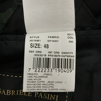 Gabriele Pasini Khaki Camo Stand Collar Nylon Coat Size 48