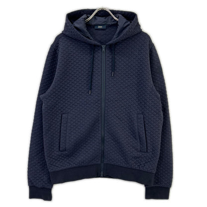 HERNO Navy Jacquard Felpa Zip Patch Nylon Size 50