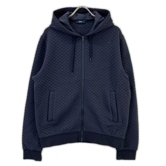 HERNO Navy Jacquard Felpa Zip Patch Nylon Size 50