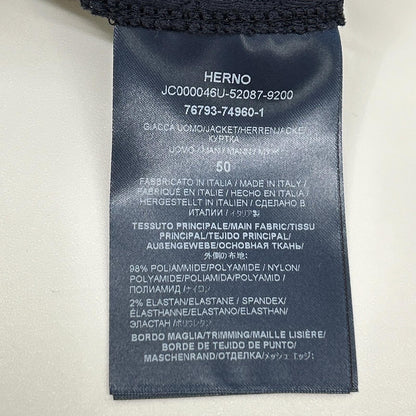 HERNO Navy Jacquard Felpa Zip Patch Nylon Size 50