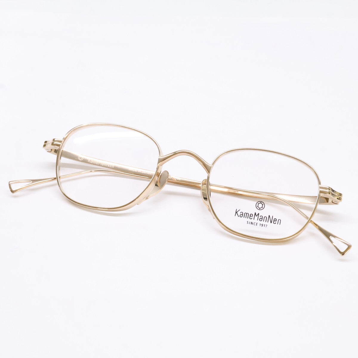 KameManNen KMN114 Gold Square Glasses Size 46x22-145