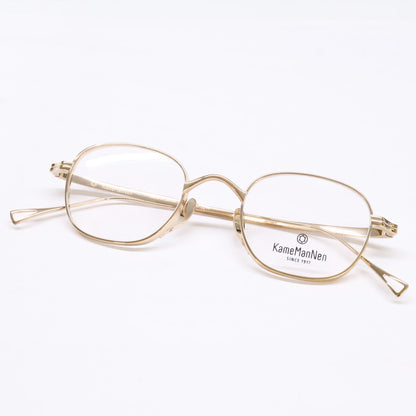 KameManNen KMN114 Gold Square Glasses Size 46x22-145