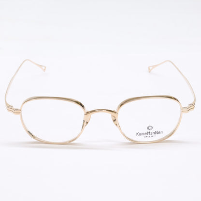 KameManNen KMN114 Gold Square Glasses Size 46x22-145