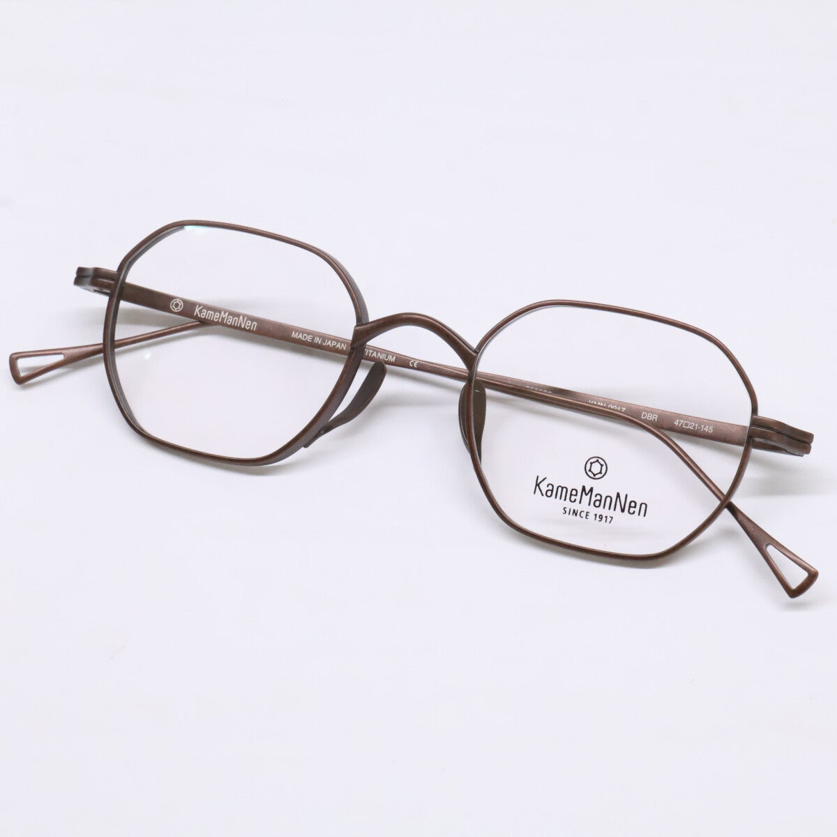 KameManNen KMN9917 Metal Octagon Damage Brown Glasses Size 47x21-145